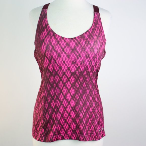 Oakley Tops - OAKLEY Printed Open Back Workout Tank w/ Bra SMALL